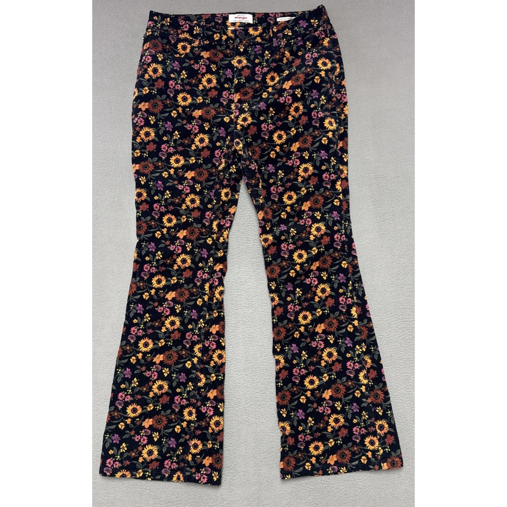 Wrangler High Rise Fierce Flare Floral Corduroy Pants 16x32 Hippie Boho Festival